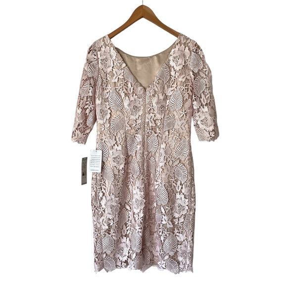 ELIZA J • NWT Formal Blush Lace Overlay Evening Cocktail Dress Size 6 - Picture 2 of 6